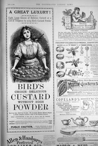 Publicité pour la poudre à crème Bird, de The Illustrated London News, 1er septembre 1886