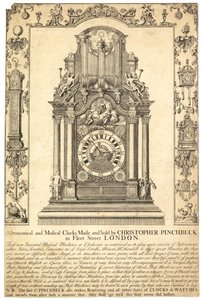 Publicité pour les horloges astronomiques et musicales de Christopher Pinchbeck