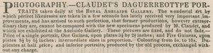 Publicité pour les portraits daguerréotypes de Claudet - English School