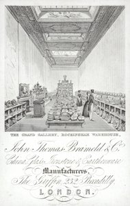 Publicité pour John Thomas Brameld and Co, fabricants de porcelaine, verre, faïence et grès, Londres
