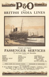 Publicité pour P et O et British India Lines (lithographie en couleur)