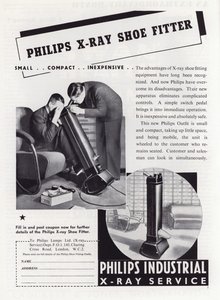 Publicité pour le chausseur à rayons X Philips, années 1930