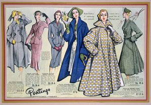 Publicité pour la collection de printemps de Pontings, années 1950