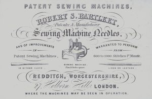 Publicité pour les machines à coudre Robert S Bartleet - English School