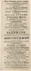 Publicité pour la ménagerie royale, Exeter Change - English School