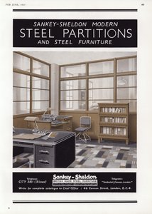 Publicité pour les cloisons en acier Sankey-Sheldon, 1937
