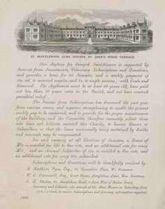 Publicité pour les maisons de charité de St Marylebone - English School