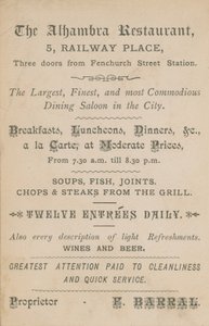 Publicité pour le restaurant Alhambra - English School