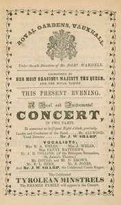Annonce pour les jardins de Vauxhall, Londres - English School