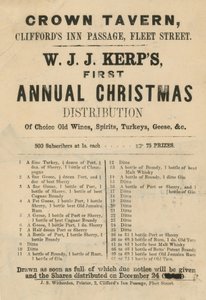 Publicité pour la première distribution annuelle de Noël de W J J Kerps