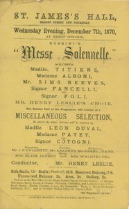 Publicité pour une production de la Messe Solennelle de Rossini - English School