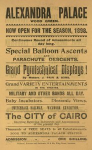 Publicité pour la saison 1898 au palais Alexandra - English School