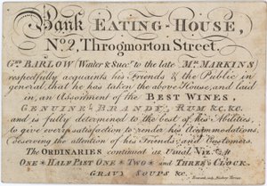 Publicité pour le Bank Eating House - English School