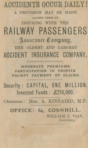 Publicité pour la Railway Passenger Assurance Company