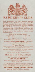 Publicité pour le théâtre Sadlers Wells - English School