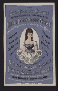 Publicité pour le corset Poro-Plastic breveté (lithographie en couleur) - English School