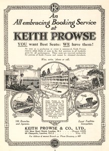 Publicité pour les services de réservation de billets de Keith Prowse & Co, Ltd
