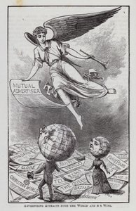 La publicité attire le monde entier et sa femme (gravure) - English School