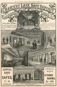 Publicité pour le Chancery Lane Safe Deposit, 61-62 Chancery Lane, Londres