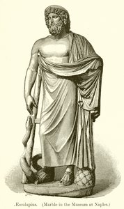 Esculape (marbre du musée de Naples) (gravure) - English School