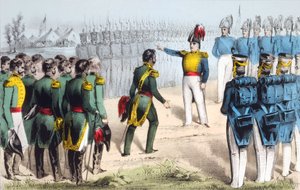 Après la bataille de Monterrey, le général mexicain Pedro de Ampudia rend la ville au général américain Zachary Taylor pendant la guerre américano-mexicaine de 1846-48 - English School