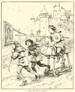 "Encore une fois, ils affrontent la quintaine" (gravure) - English School