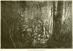 Indiens amazoniens adorant le soleil
