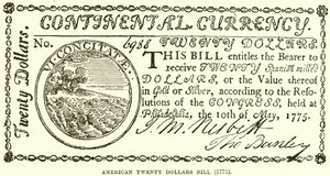 Billet de vingt dollars américain (1775) - English School