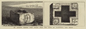 Une ancienne fontaine en marbre trouvée près de la ville de Marmorice, Asie Mineure (gravure) - English School