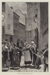 Un appel à la police, un croquis à Berlin (gravure) - English School