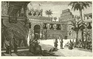 Un palais assyrien (gravure) - English School