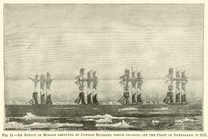 Un effet de mirage observé par le capitaine Scoresby, en croisière au large de la côte du Groenland en 1822 - English School