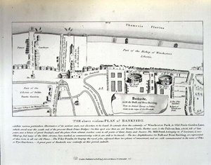 Plan élisabéthain de Bankside, pub. par Robert Wilkinson - English School
