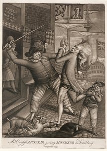 Un marin anglais donnant une raclée à Monsieur, pub. 1779 - English School