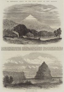 Une expédition sur la côte ouest de la Nouvelle-Zélande (gravure) - English School