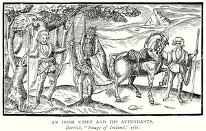 Un chef irlandais et ses assistants (gravure)