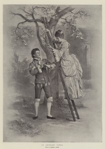 Idylle dans un verger (litho)