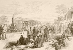 Un chemin de fer chinois ancien vers 1880 (lithographie) - English School