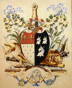 Un dessin héraldique, identifié comme les armes de Barnton - English School
