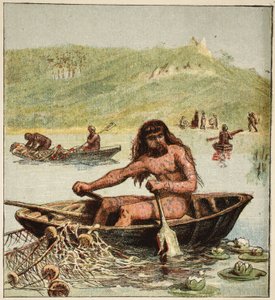 Ancien Breton dans son bateau, pub. 1890 (lithographie en couleur)