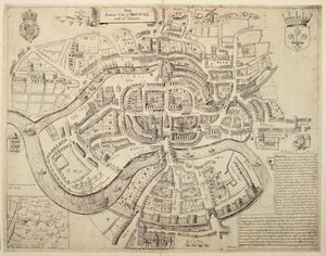 Carte ancienne de la ville de Bristol et de ses banlieues, imprimée, colorée et vendue par Robert Walton - English School
