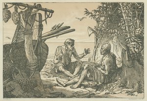 Pêcheurs de la Grèce antique (lithographie) - English School