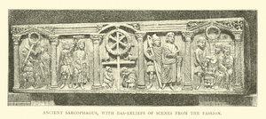 Sarcophage ancien, avec bas-reliefs de scènes de la Passion - English School