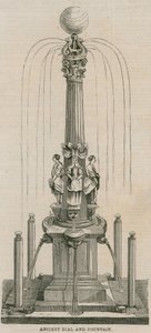 Cadran solaire et fontaine anciens, érigés en 1656 à Leadenhall Corner, Londres - English School