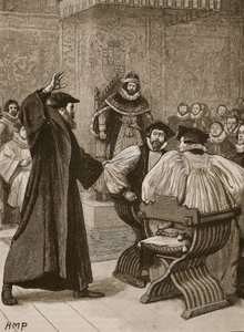 Andrew Melville devant le Conseil privé écossais, illustration de Cassells Illustrated History of England - English School