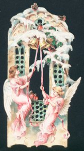 Anges sonnant des cloches, Carte de Noël - English School