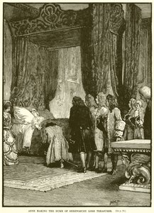 Anne nommant le duc de Shrewsbury Lord Trésorier - English School