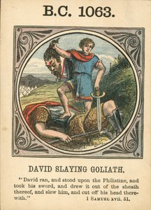 Anno Mundi : BC 1063, David tuant Goliath (lithographie couleur) - English School