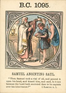 Anno Mundi : BC 1095, Samuel oignant Saul (lithographie couleur)