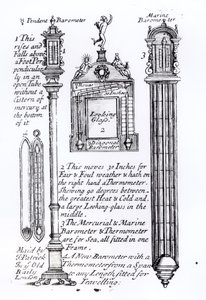 Illustration annotée de baromètres pendentifs, diagonaux et marins